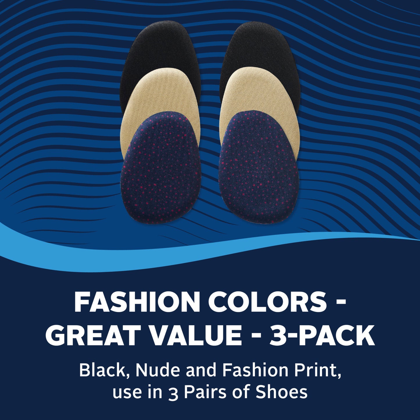 Fashion Ball-Of-Foot Womens One Size 3Pk