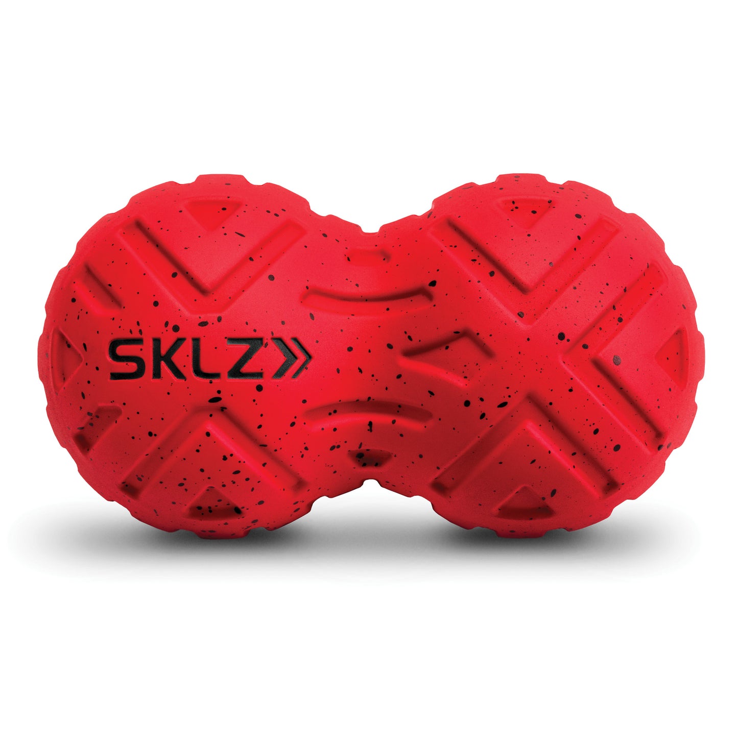 A red textured foam roller rests in a fitness environment for muscle relief and stretching