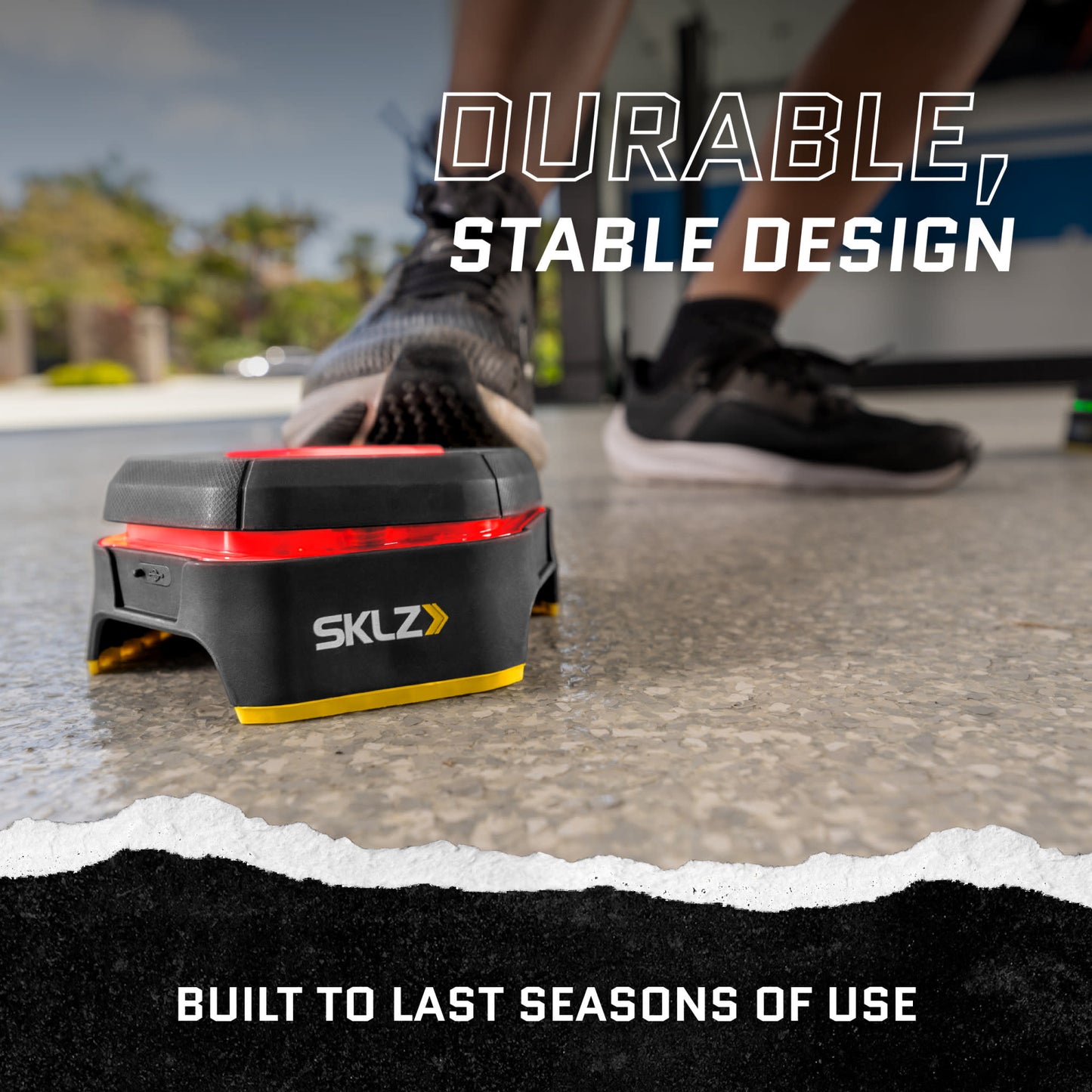 A portable device tests the surface stability outdoors near footwear