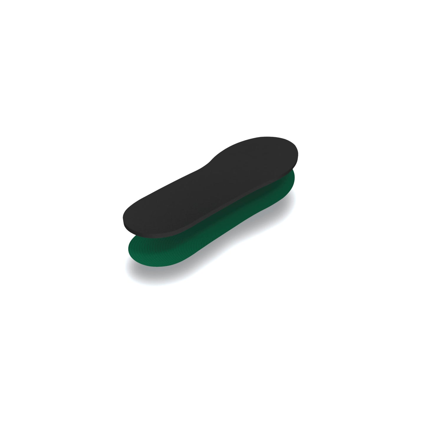 A shoehorn slides into a shoe in an environment with a plain gray background.