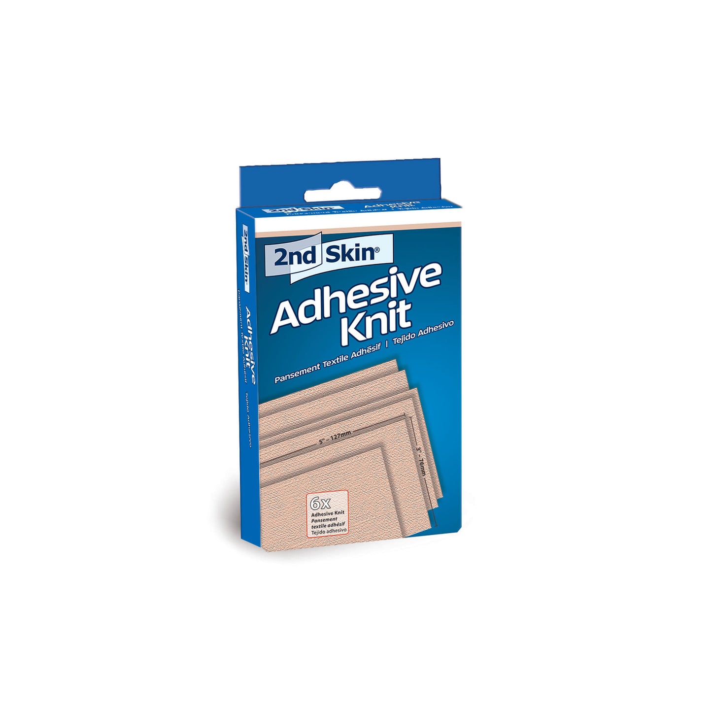 Adhesive knit patches stick to fabric in medical or repair contexts