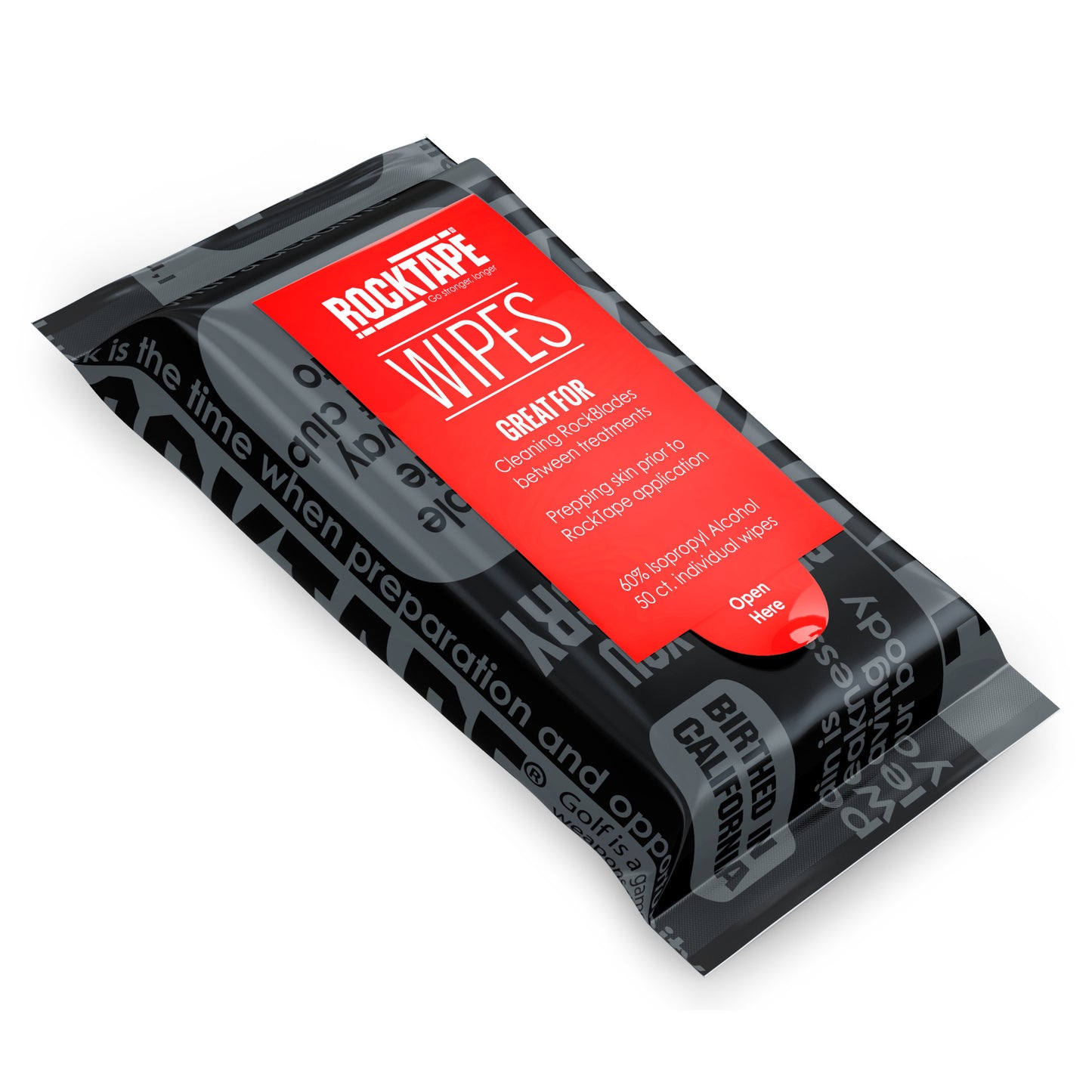 A pack of ROCKTAPE wipes used for cleaning cameras in professional photography settings.