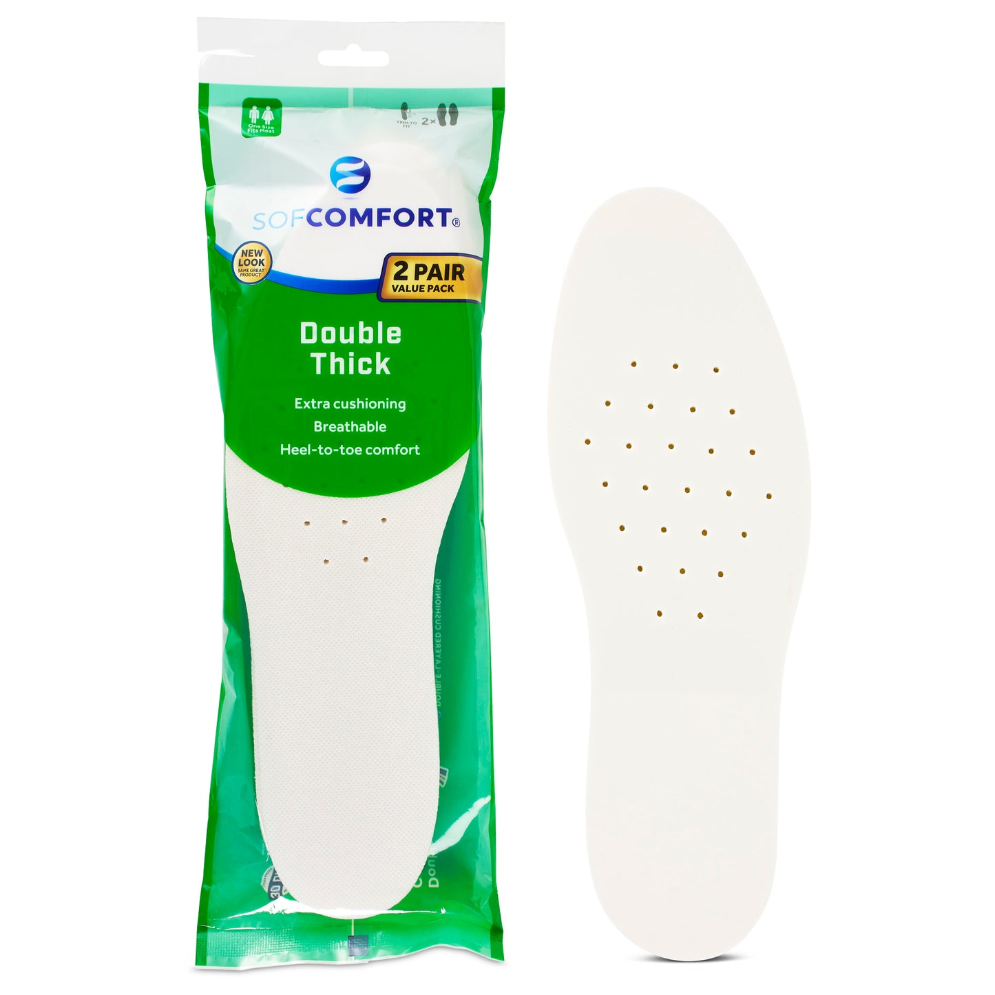 Double Thick Insole 2-Pack, Unisex, One Size Fits Most