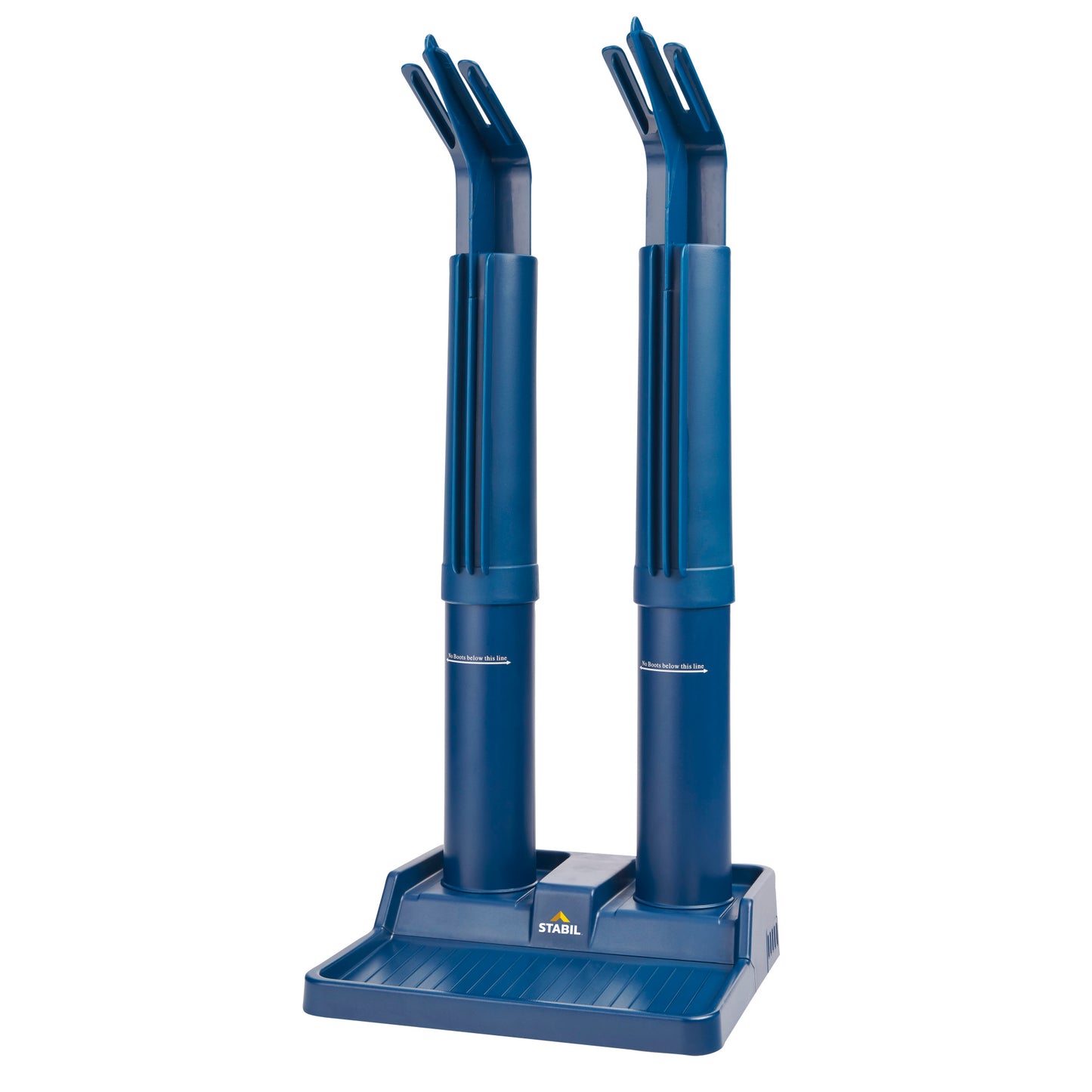 Two blue robotic arms are mounted on a shared base in a laboratory or workspace environment.