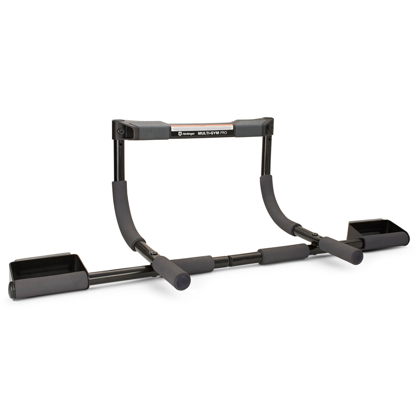 The workout device performs pull-ups in a home gym setting.