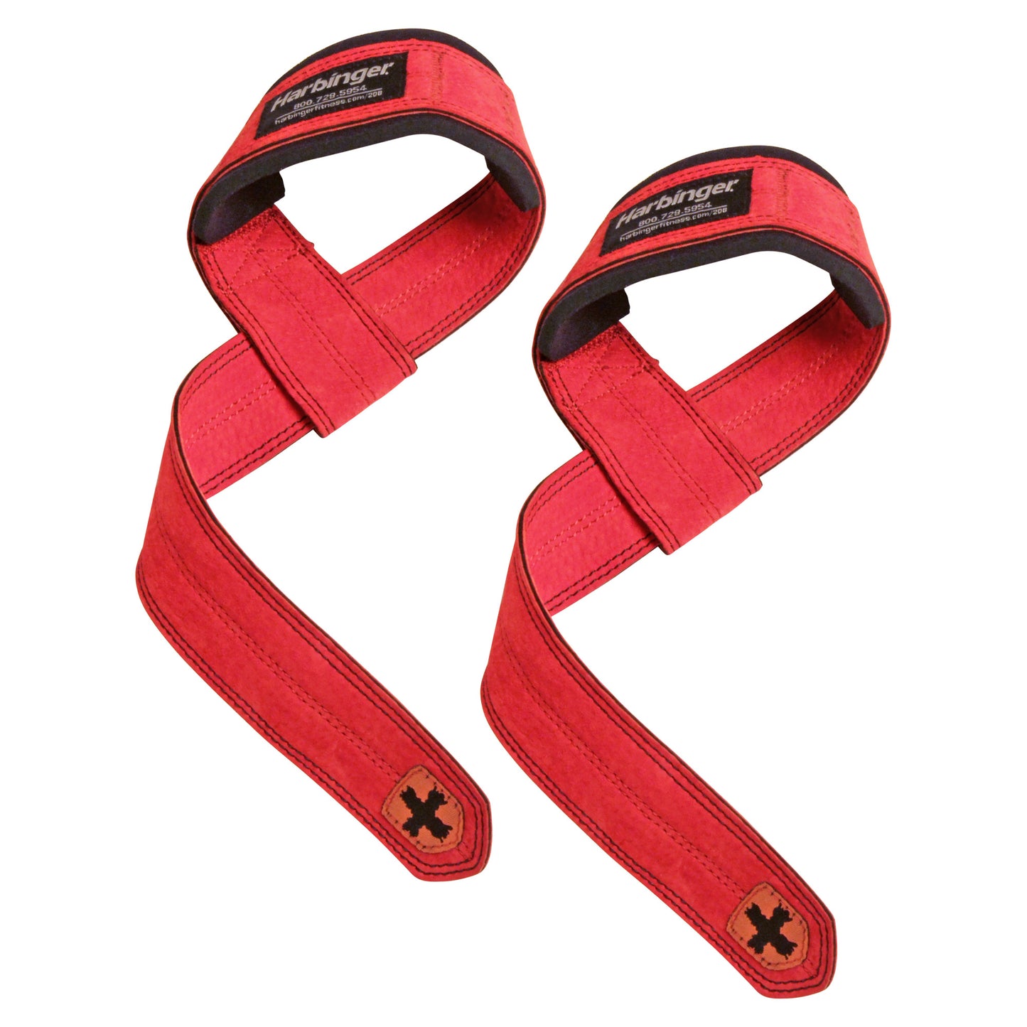 Two red weightlifting belts secure around the waist for gym training sessions.
