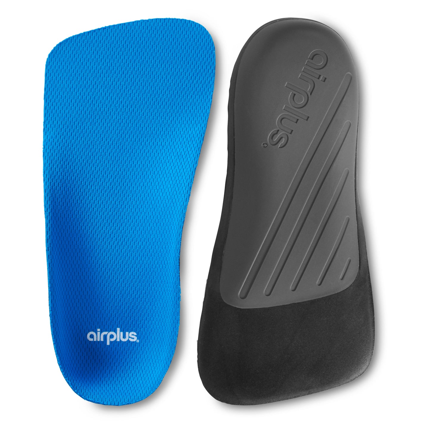 The insoles rest on a plain background, showing their textured surfaces and branding.