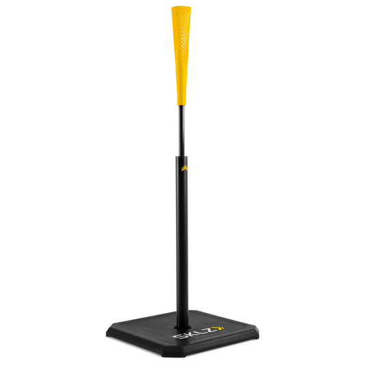 Bat object swings on a black stand in a sports store environment