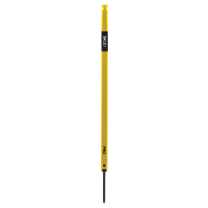 A yellow pro level tool is used for measuring and aligning in construction projects