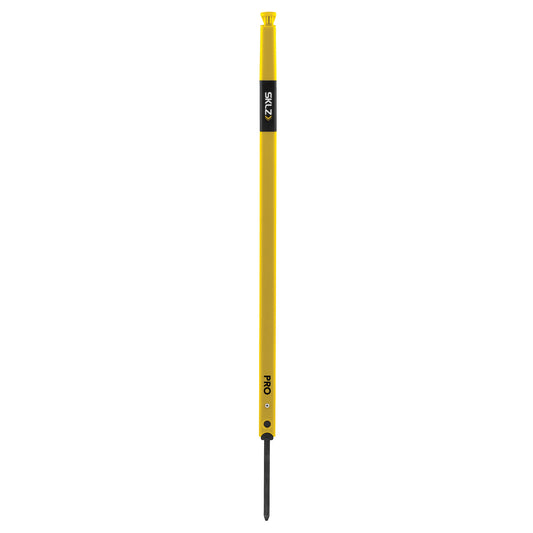 A yellow pro level tool is used for measuring and aligning in construction projects