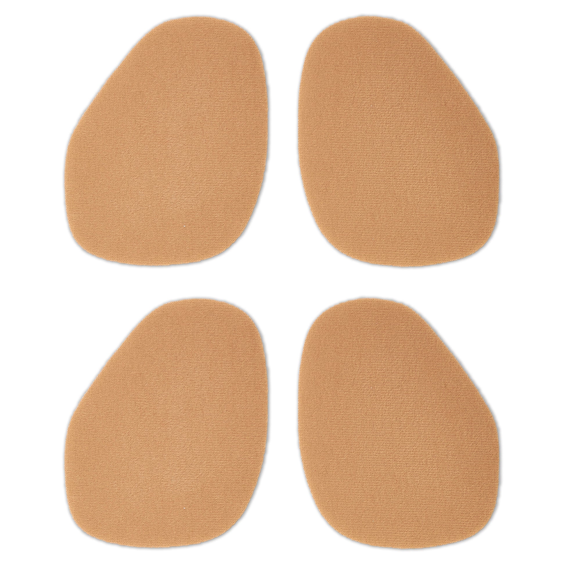 Four beige adhesive pads are arranged in a square on a white background.
