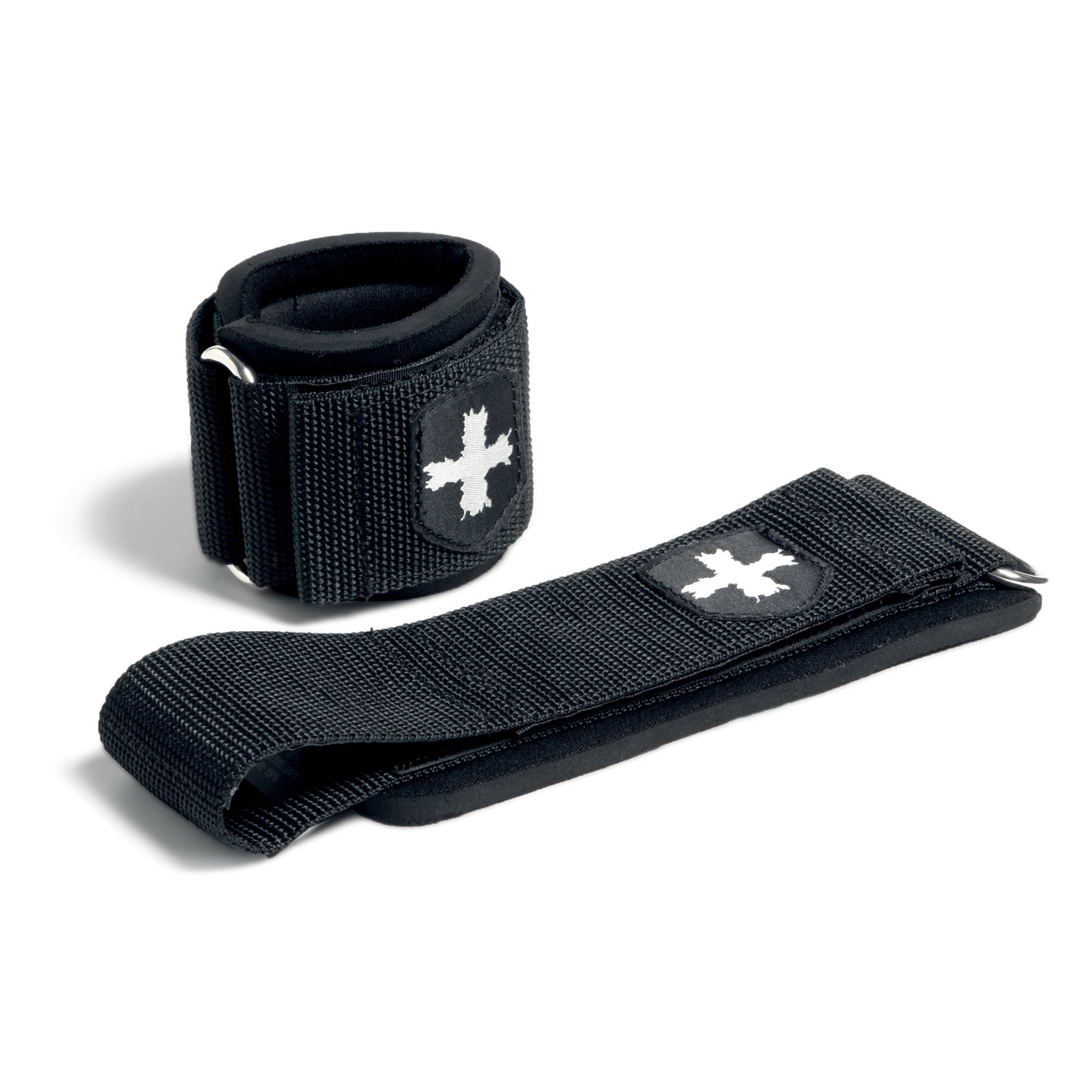 Elastic bandage and strap with Swiss cross symbols for medical support or injury stabilization.