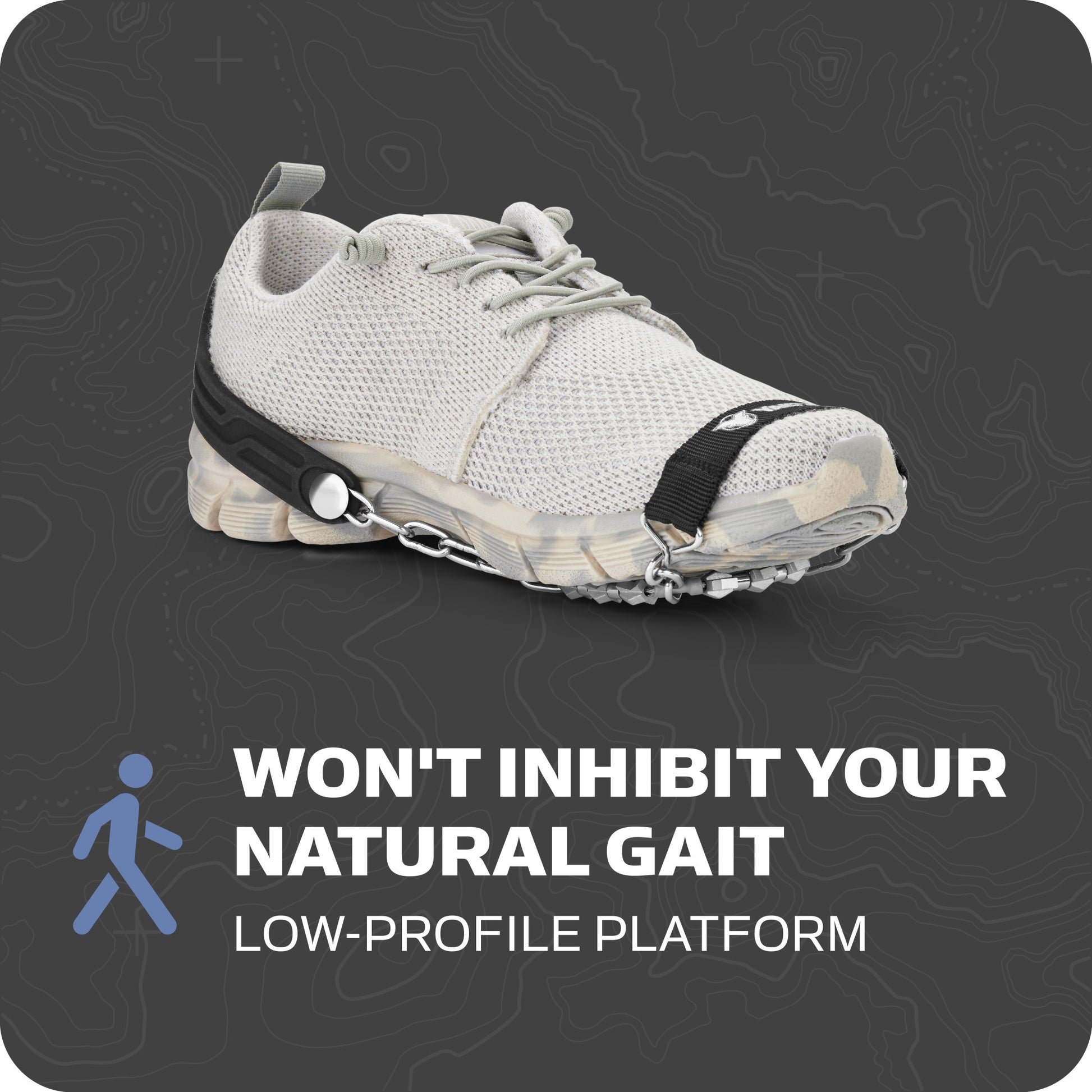 Running shoe aids natural gait on a lowprofile platform in promotional design