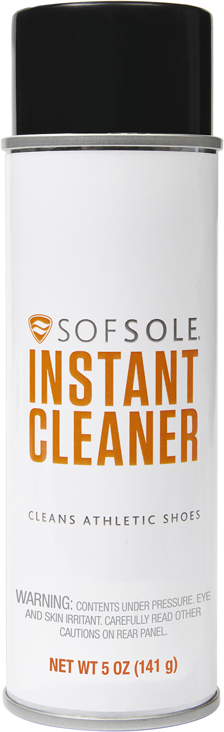 The can of shoe cleaner is displayed on a white background.