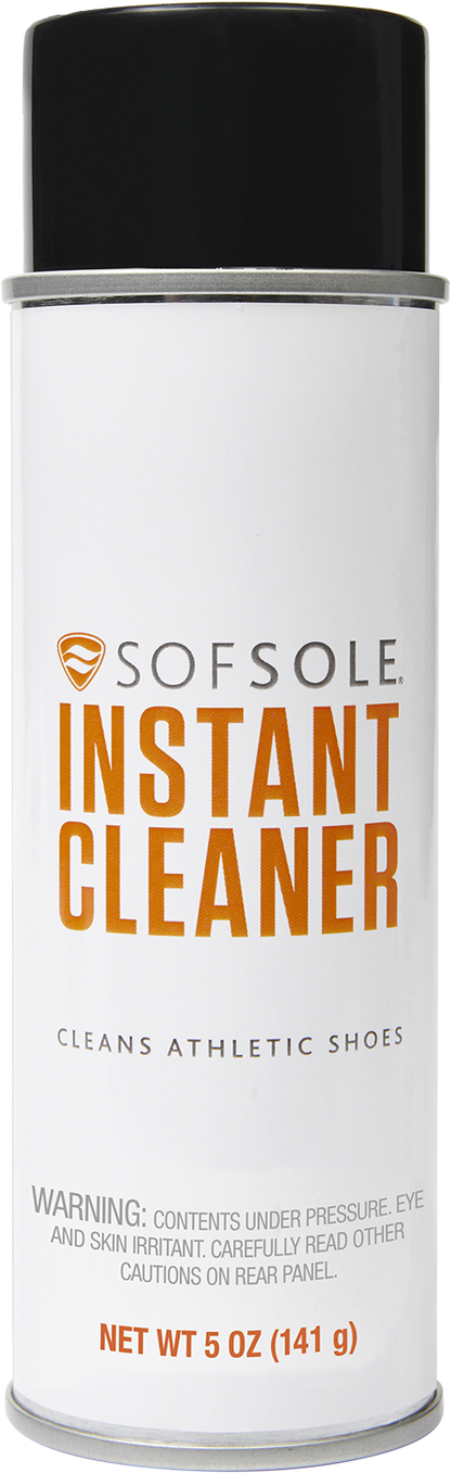 The can of shoe cleaner is displayed on a white background.