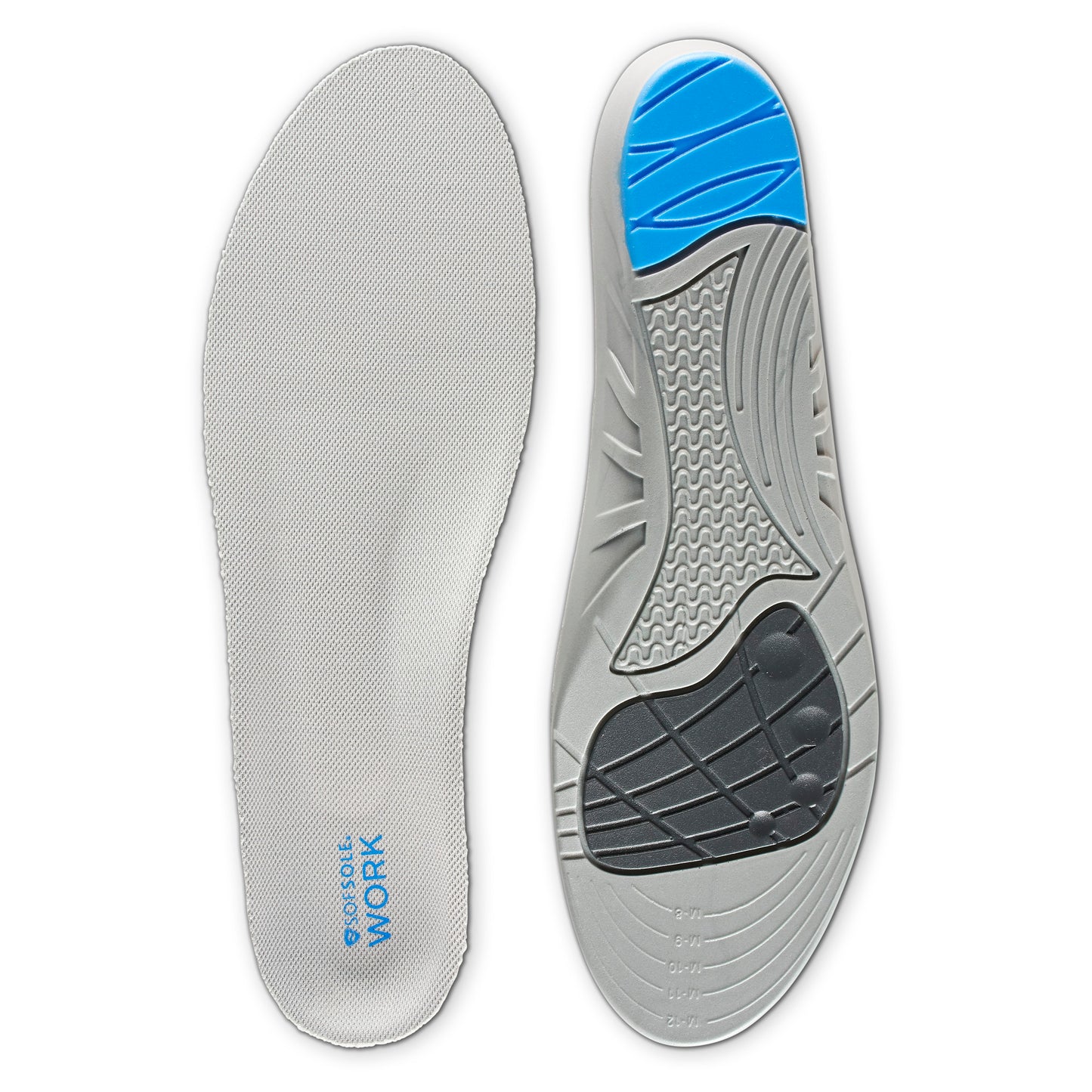Shoe insoles display cushioning and support on a neutral background
