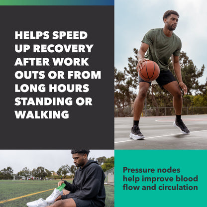 Basketball player practicing on court helps speed recovery after long walks or standing.