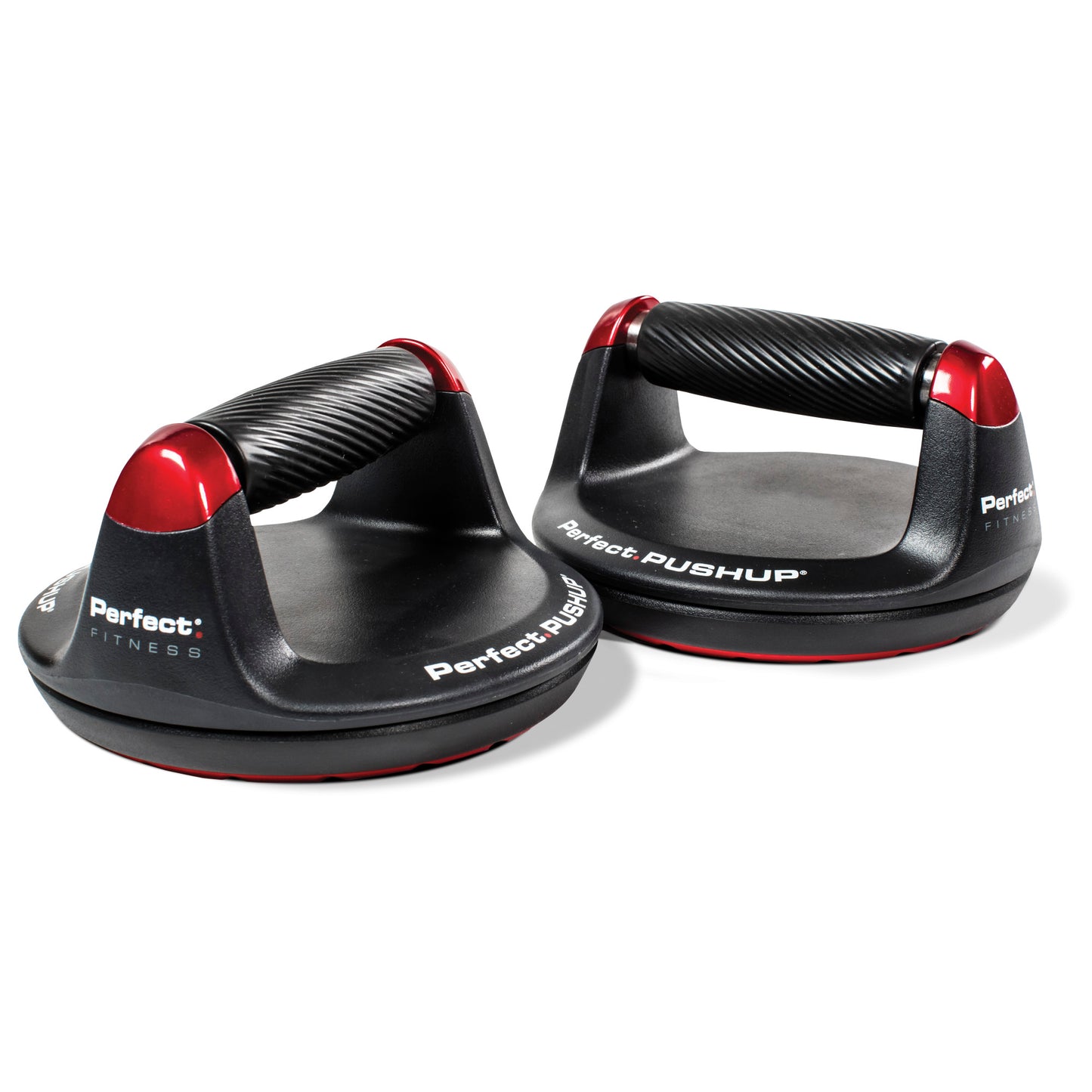 The pushup bars are used for exercise in a fitness environment.