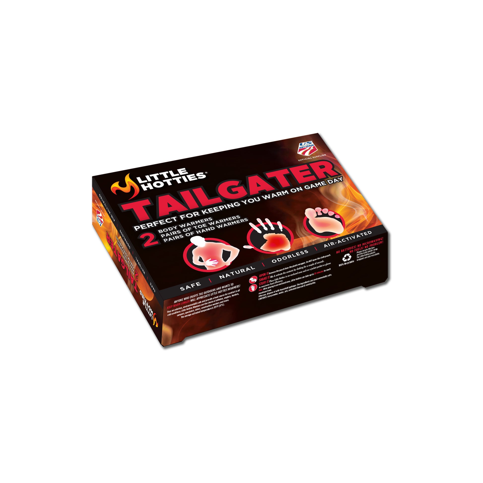 The box contains thermal hand warmers for keeping hands warm during gaming or cold weather.