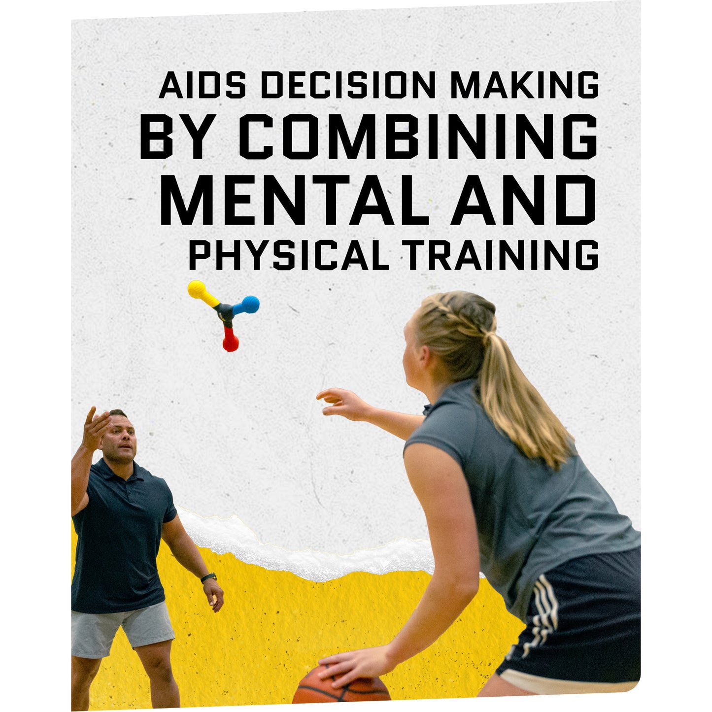 Text reads AIDS decision making by combining mental and physical training on a wall