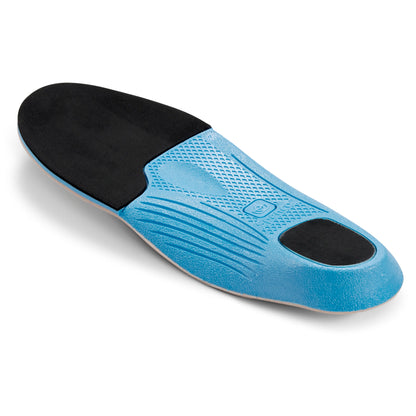 A shoe insole provides comfort and support inside footwear.