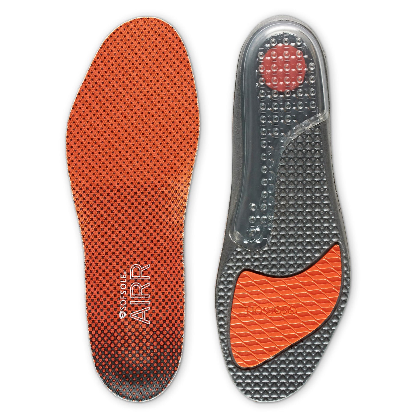 Cushioned insoles stabilize feet inside shoes in a supportive and shock-absorbing environment.