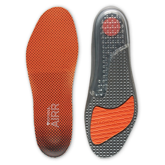 Cushioned insoles stabilize feet inside shoes in a supportive and shock-absorbing environment.