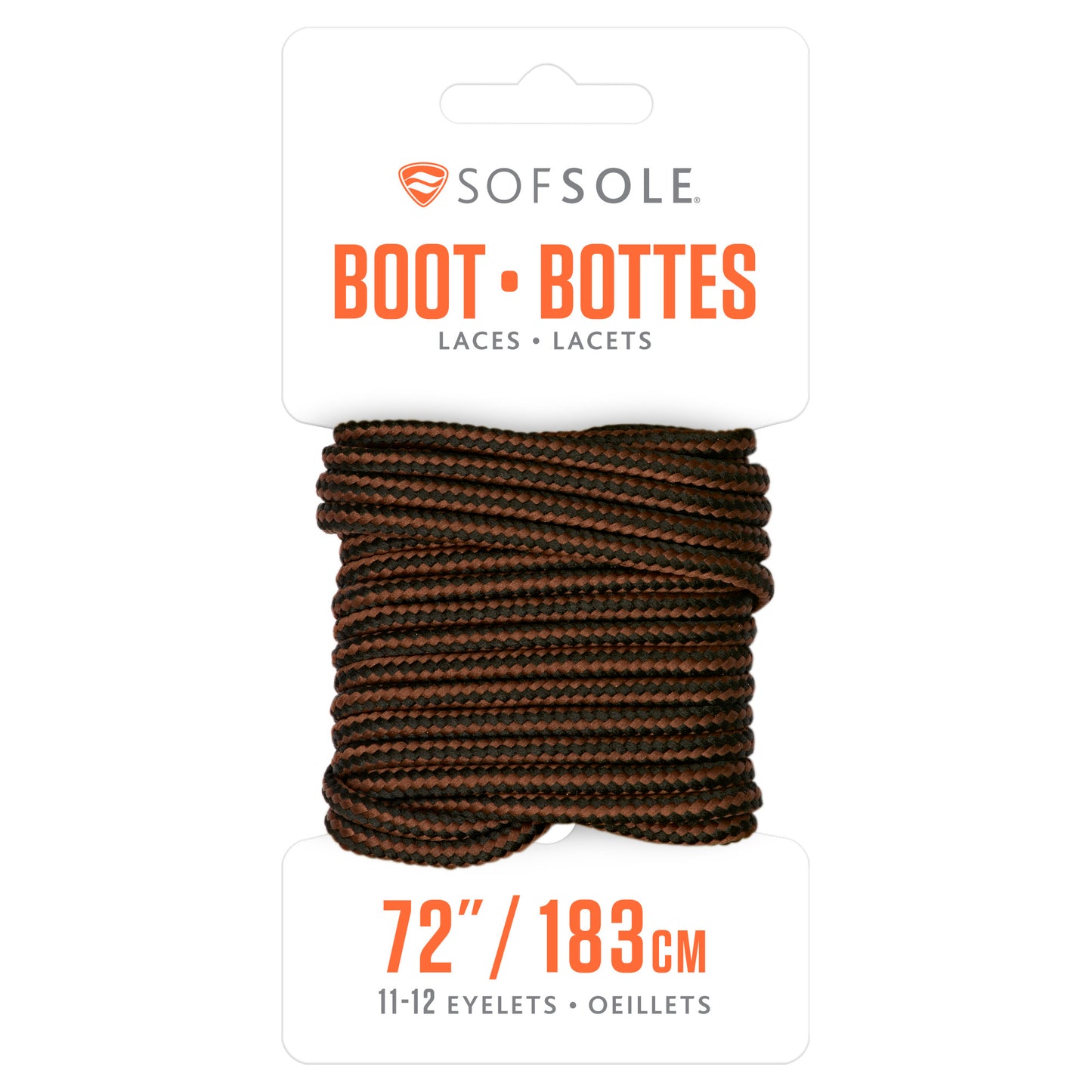 SofSole boot boot lace bundle for 72 inches shoes in a retail package.