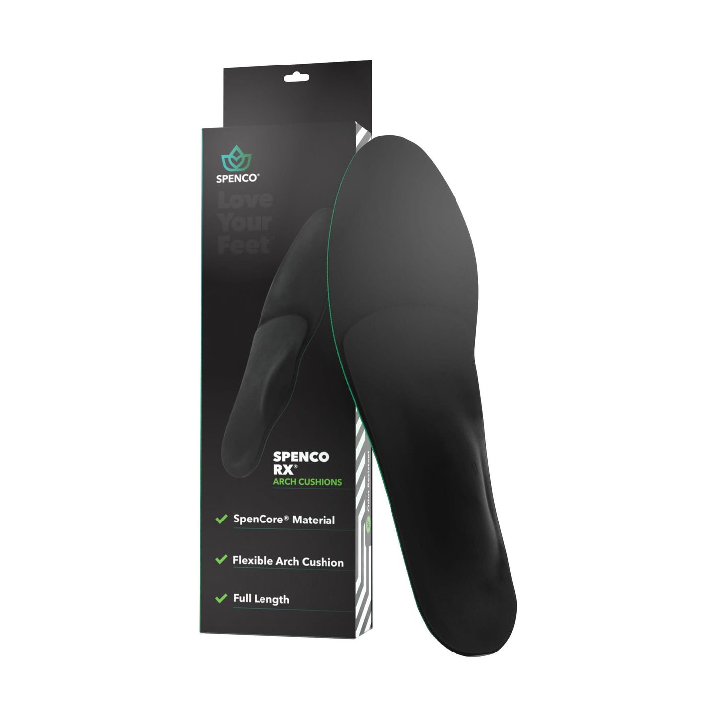 The cushioning insert is designed to support feet inside a box, with packaging labeling listed.