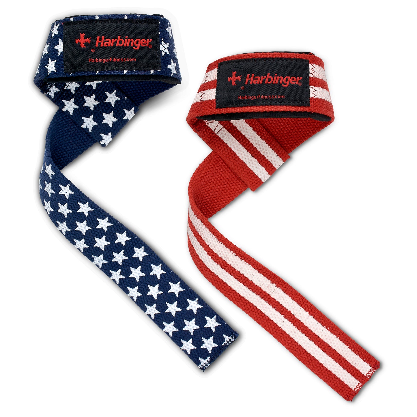 The wrist wraps are designed for support with patriotic star and stripe patterns in a home environment.