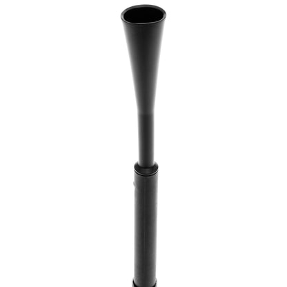Telescope extends upward in a black tube against a plain white background.