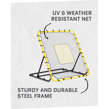 Steel frame supports UV and weather resistant net for outdoor sports.