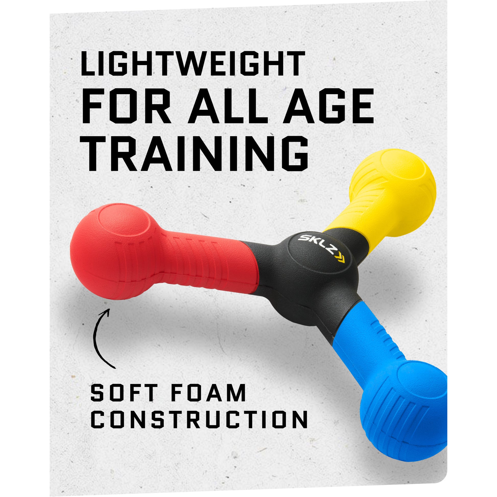 Lightweight dumbbell with soft foam construction for all age training environments