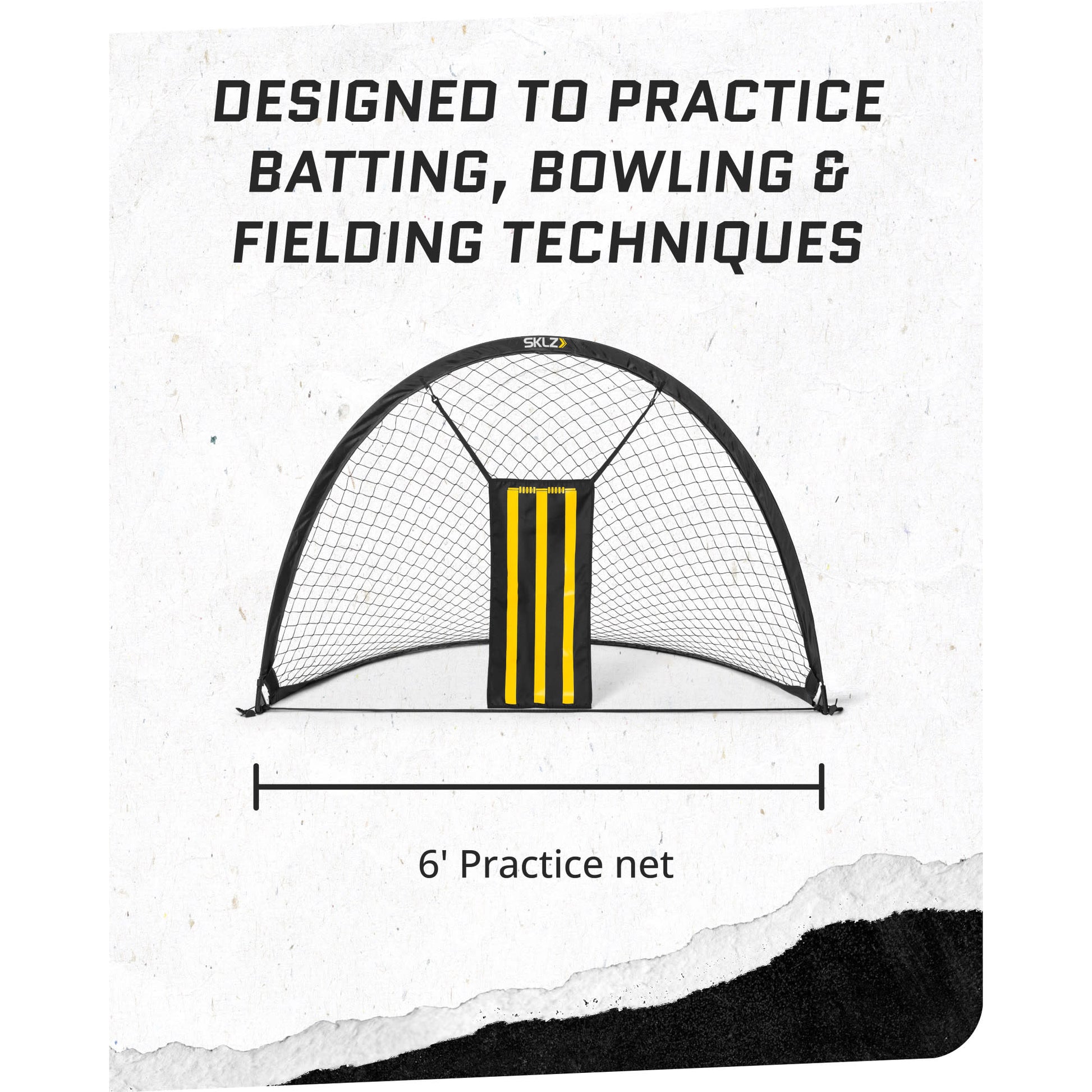 A practice net is used for batting walking and fielding drills in sports training