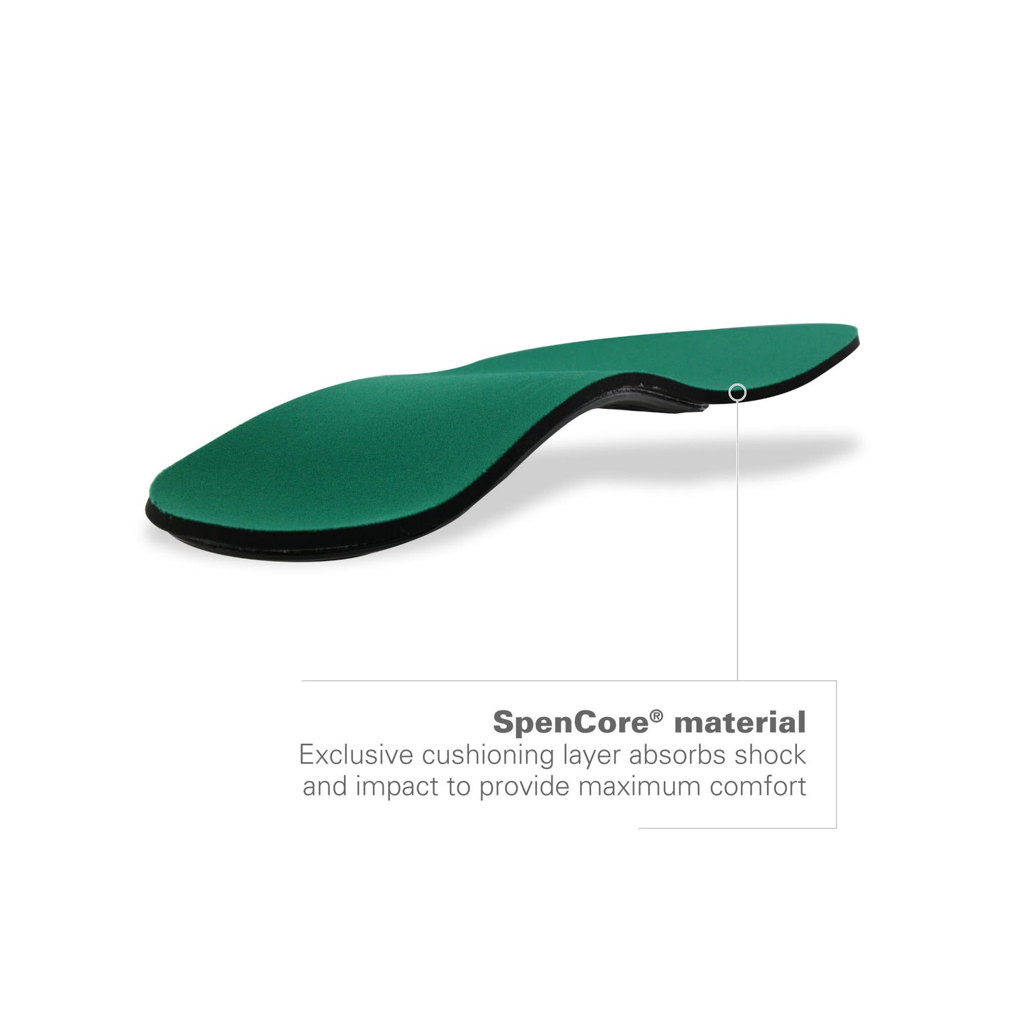 The shoe insole absorbs shock in a cushioned workspace environment.