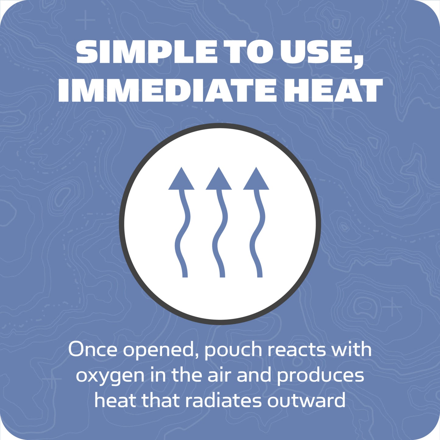Pouch releases heat and oxygen outward after opening in this instructional graphic