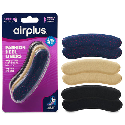 Fashion Heel Liners Womens One Size  3Pk