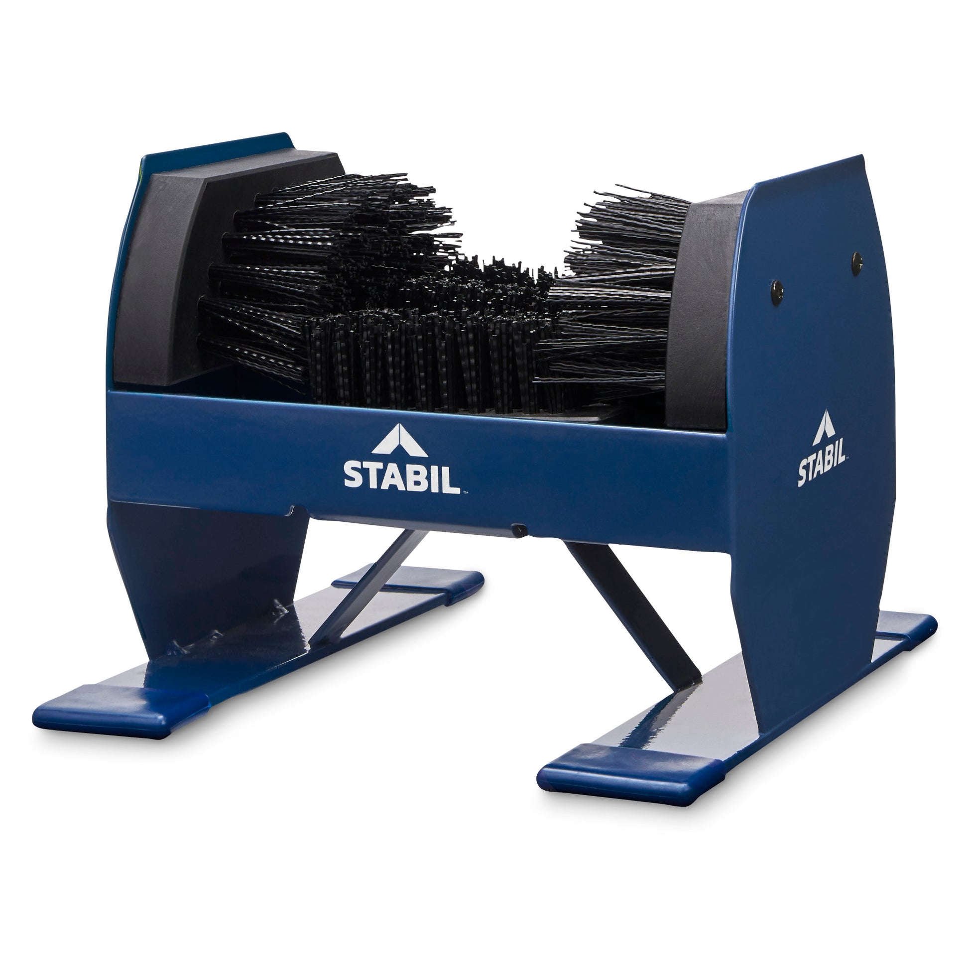 A shredder cuts paper documents inside a blue shredding machine in an office environment.