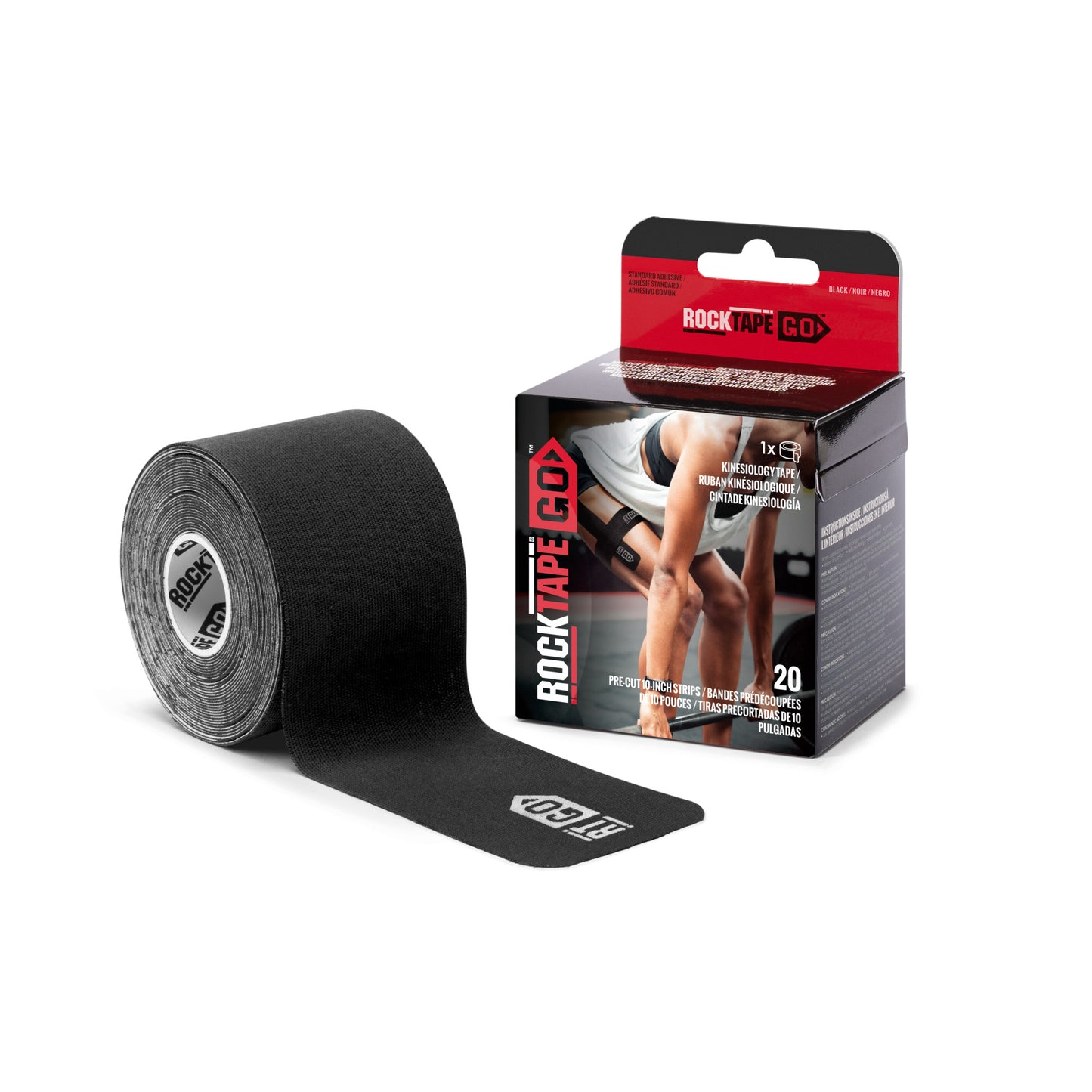 Black athletic tape adheres to skin for support in a gym environment.