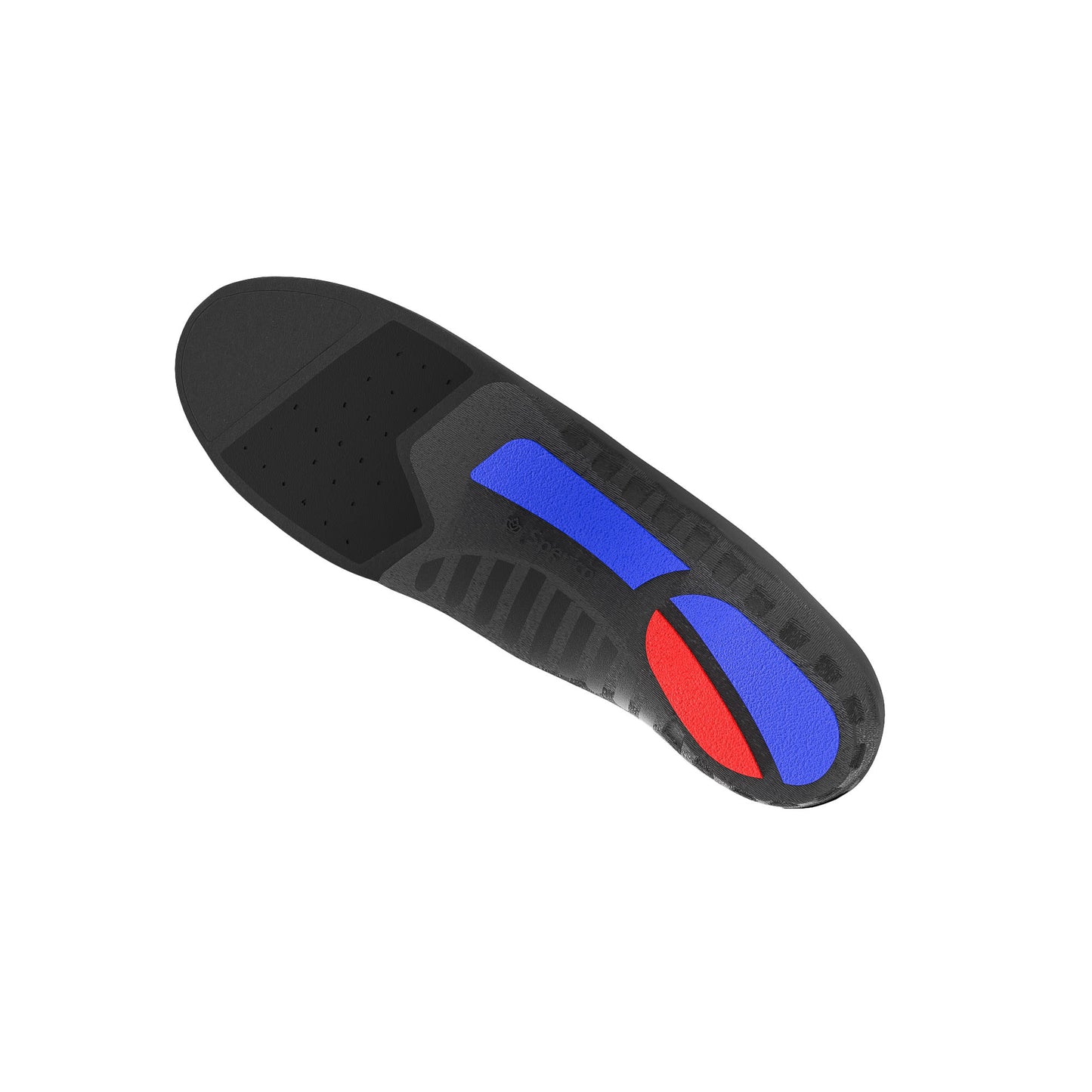 A black and blue computer mouse is displayed on a white background.