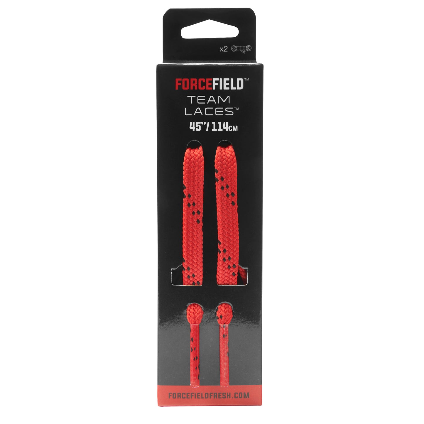 Laces attach to packaging for display in retail stores.