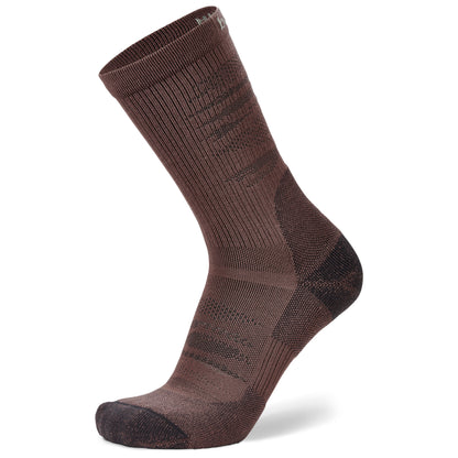 Side (outer) view of suede jet Hike crew socks, by Balega