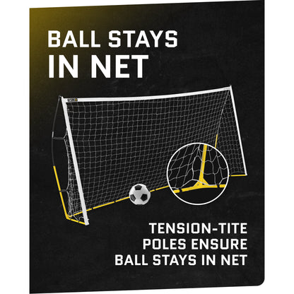 Ball stays in net with tensiontite poles ensuring the ball remains inside the netted goal
