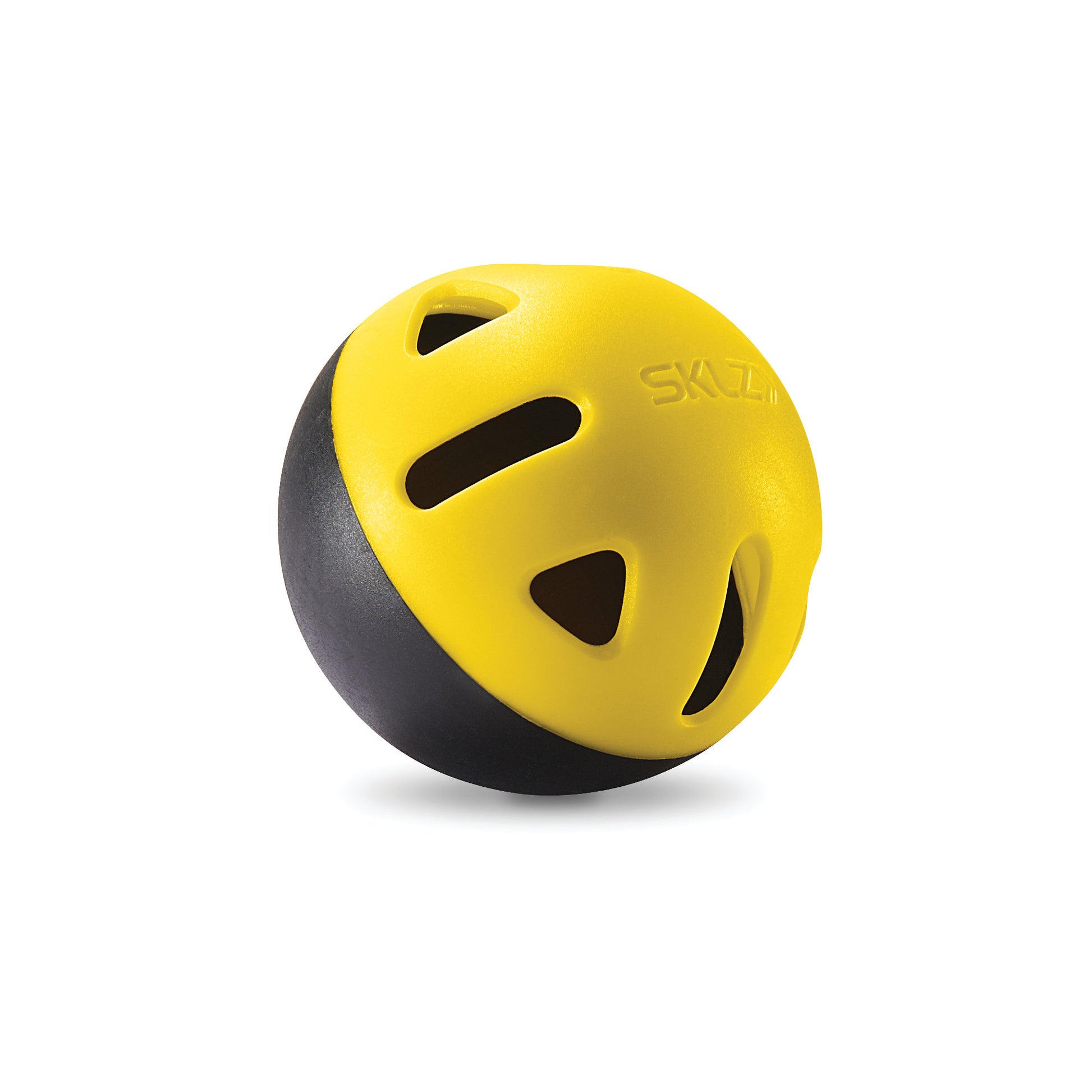 A yellow and black helmet with smiley face vents for safety during outdoor activities