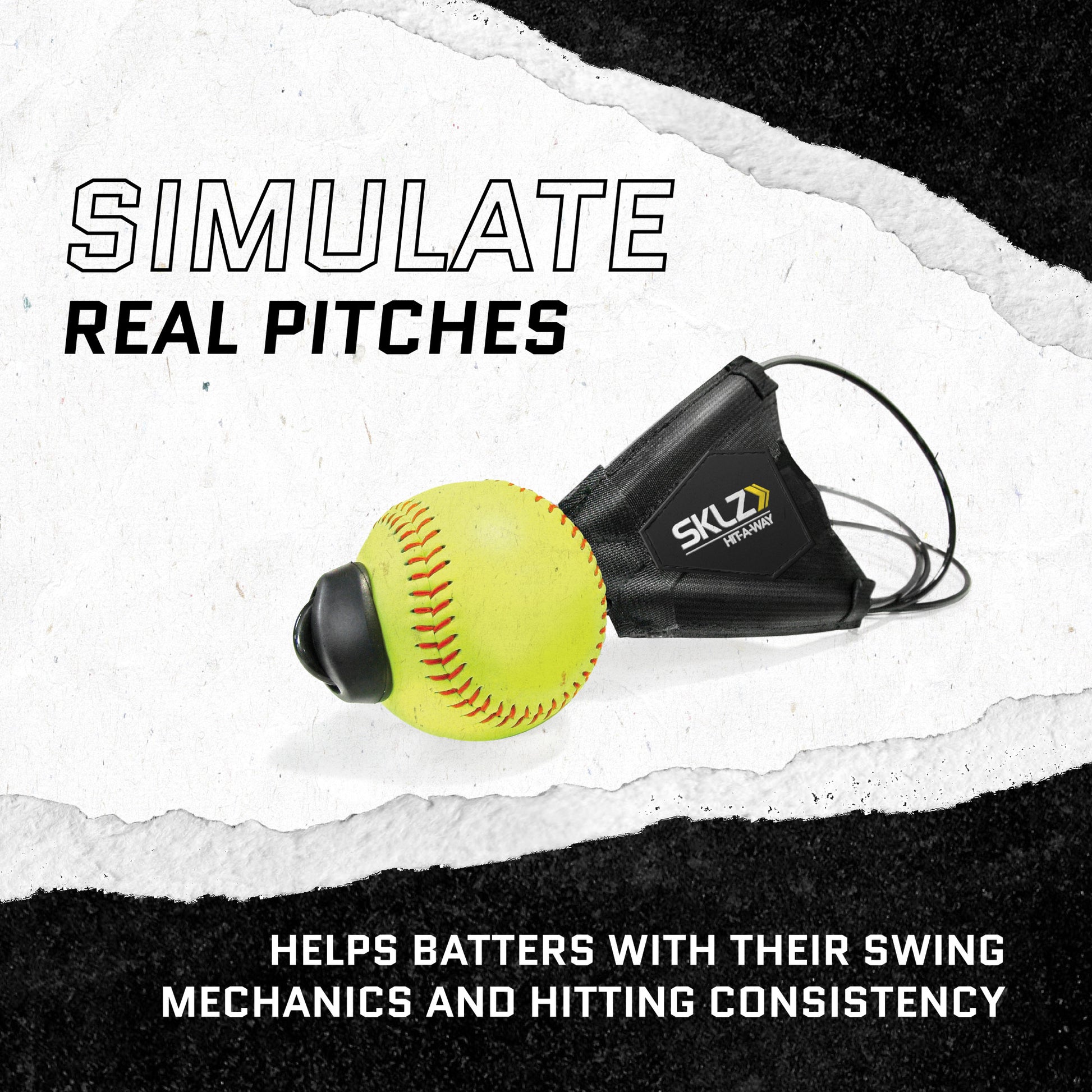 A pitching practice mask with a tennis ball on a white background for baseball training