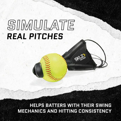 A pitching practice mask with a tennis ball on a white background for baseball training