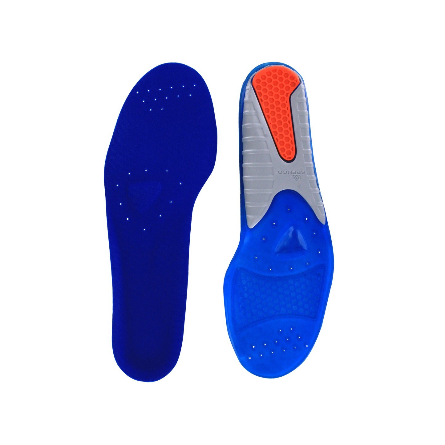 Ice skate insoles are displayed designed to provide comfort inside ice skates