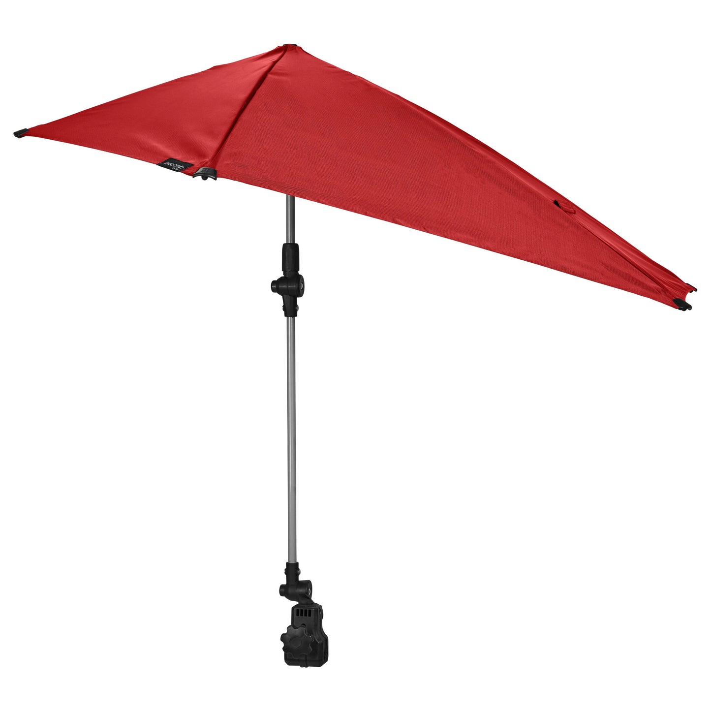 An umbrella opens outdoors for shade or protection from sun or rain.