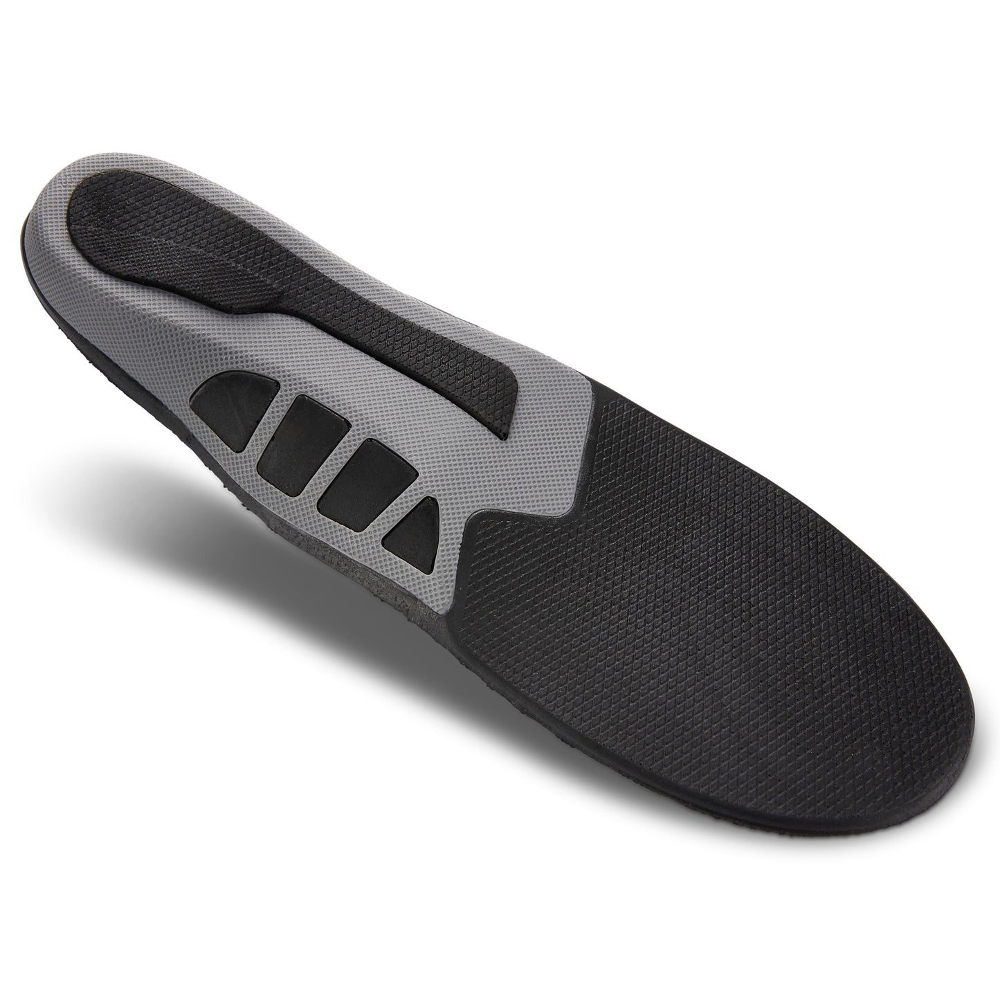 Shoe insert stabilizes foot on a white background.