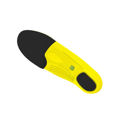 A yellow and black insoles designed for comfort and support in footwear.